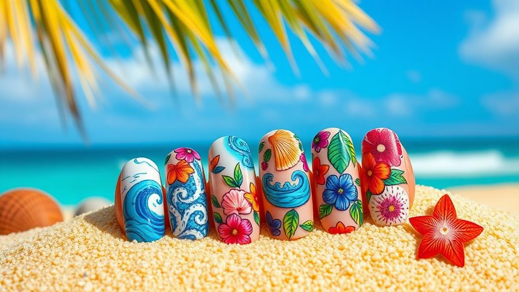 beach inspired nail art designs