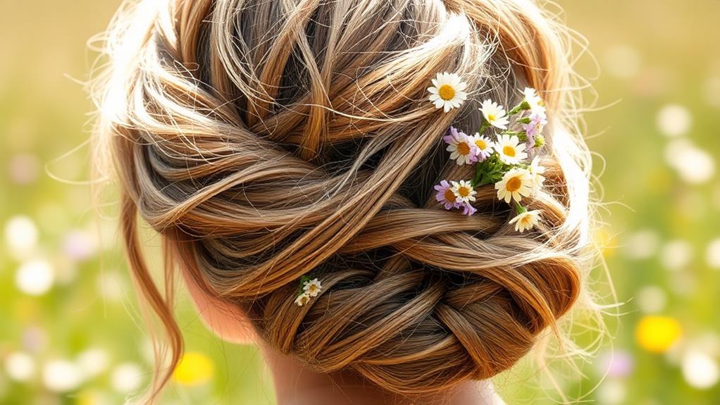 bohemian styled hair updo