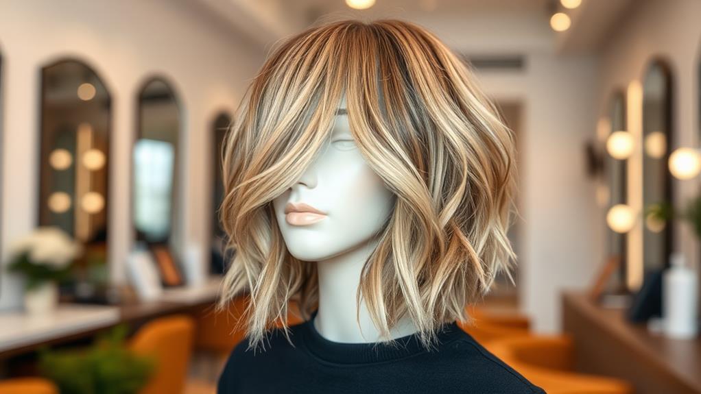 textured long bob hairstyle